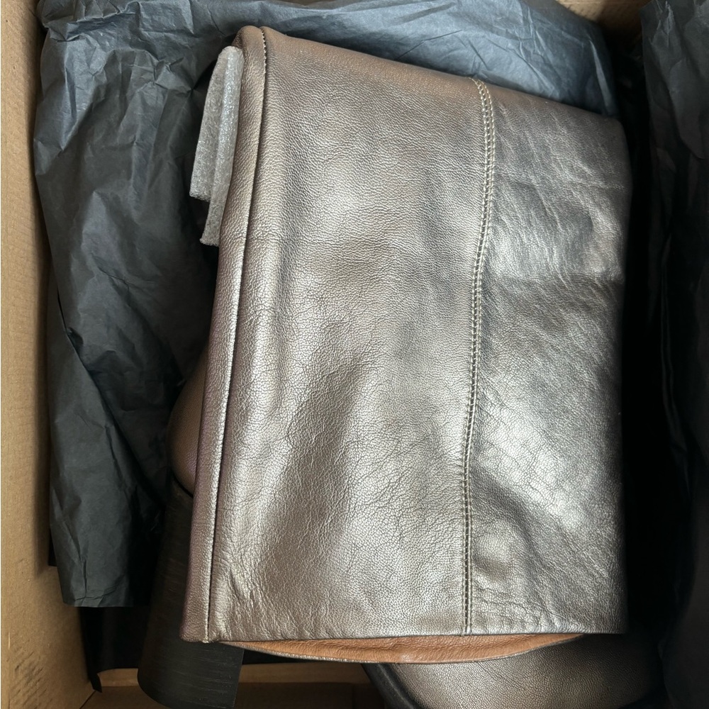 Free People Grayson Womens Leather Round Toe Knee-High Boots Size 7.5 Bronze - Picture 4 of 6
